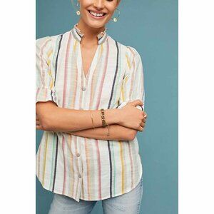 Anthropologie for Maeve Alisa Striped Buttondown :: Red Motif :: Sz 10